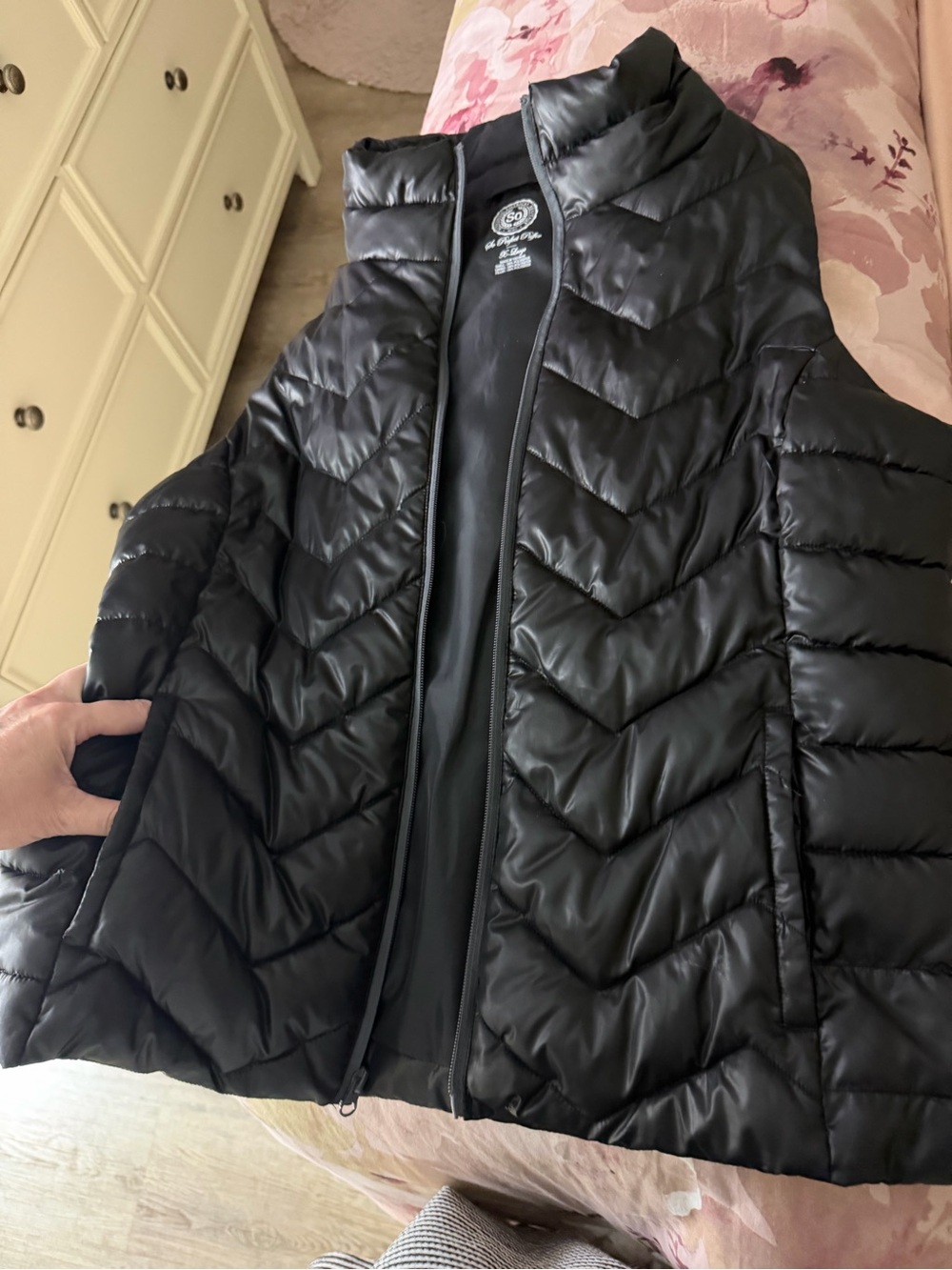 SO Black Quilted Puffer Vest with Zip Front